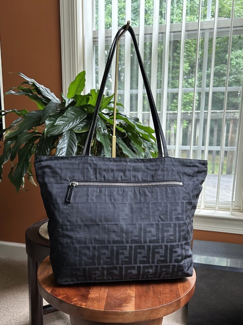 FENDI FF Canvas Tote Bag, Black - Picture 4 of 11